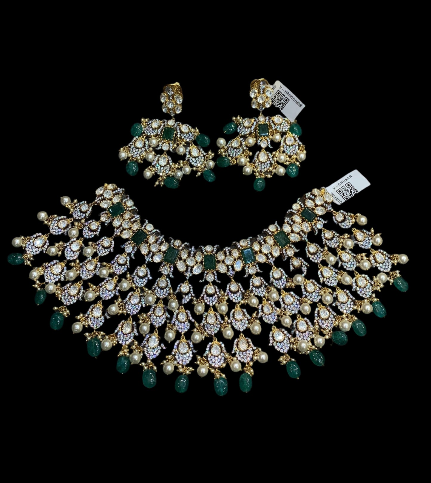 Moissanite chocker With Earrings QSMNE0005