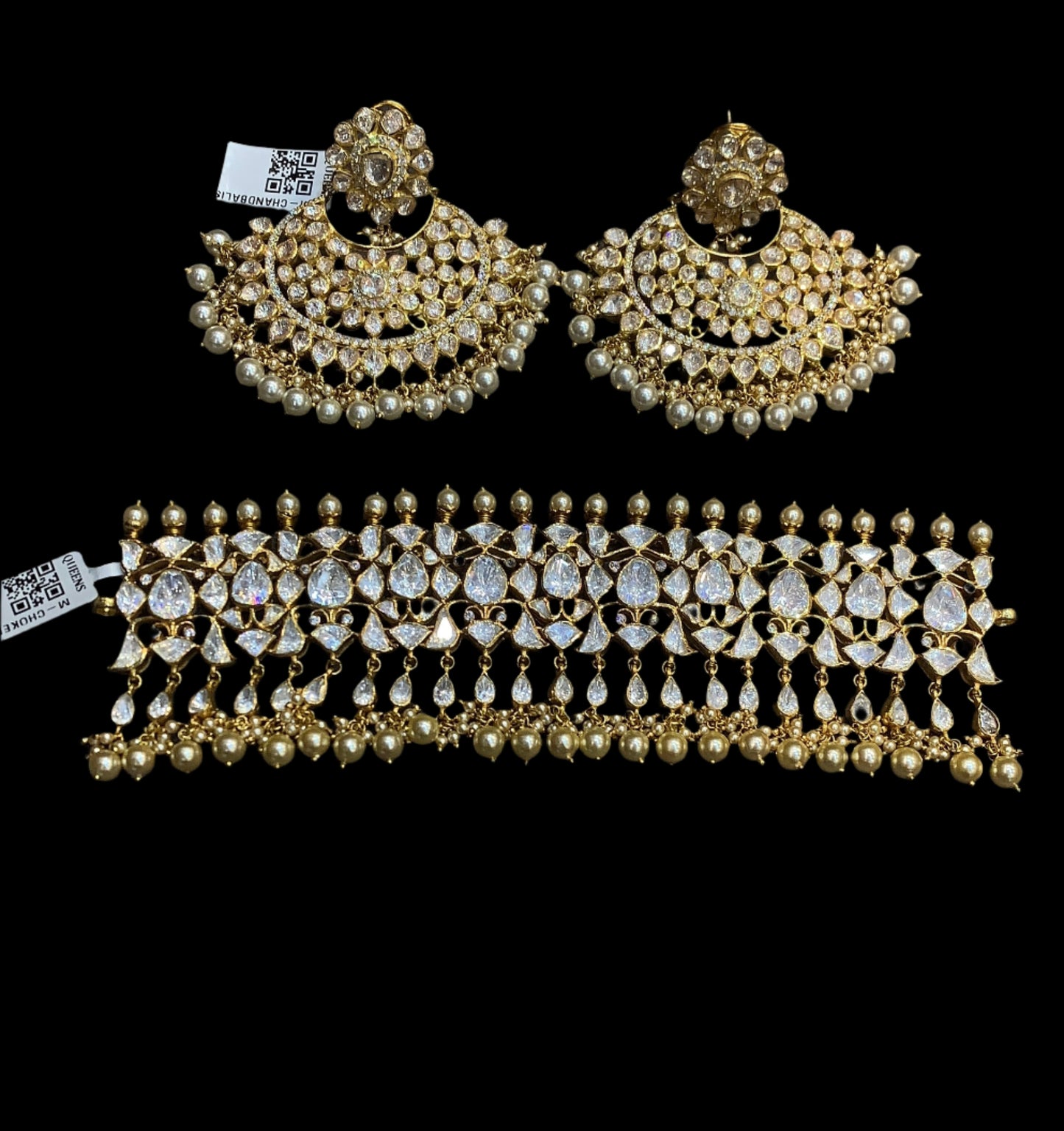 Moissanite chocker With Earrings QSMNE0002