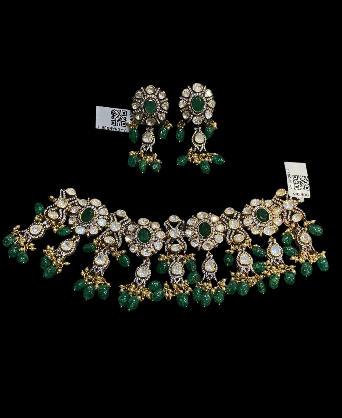 Moissanite chocker With Earrings QSMNE0001