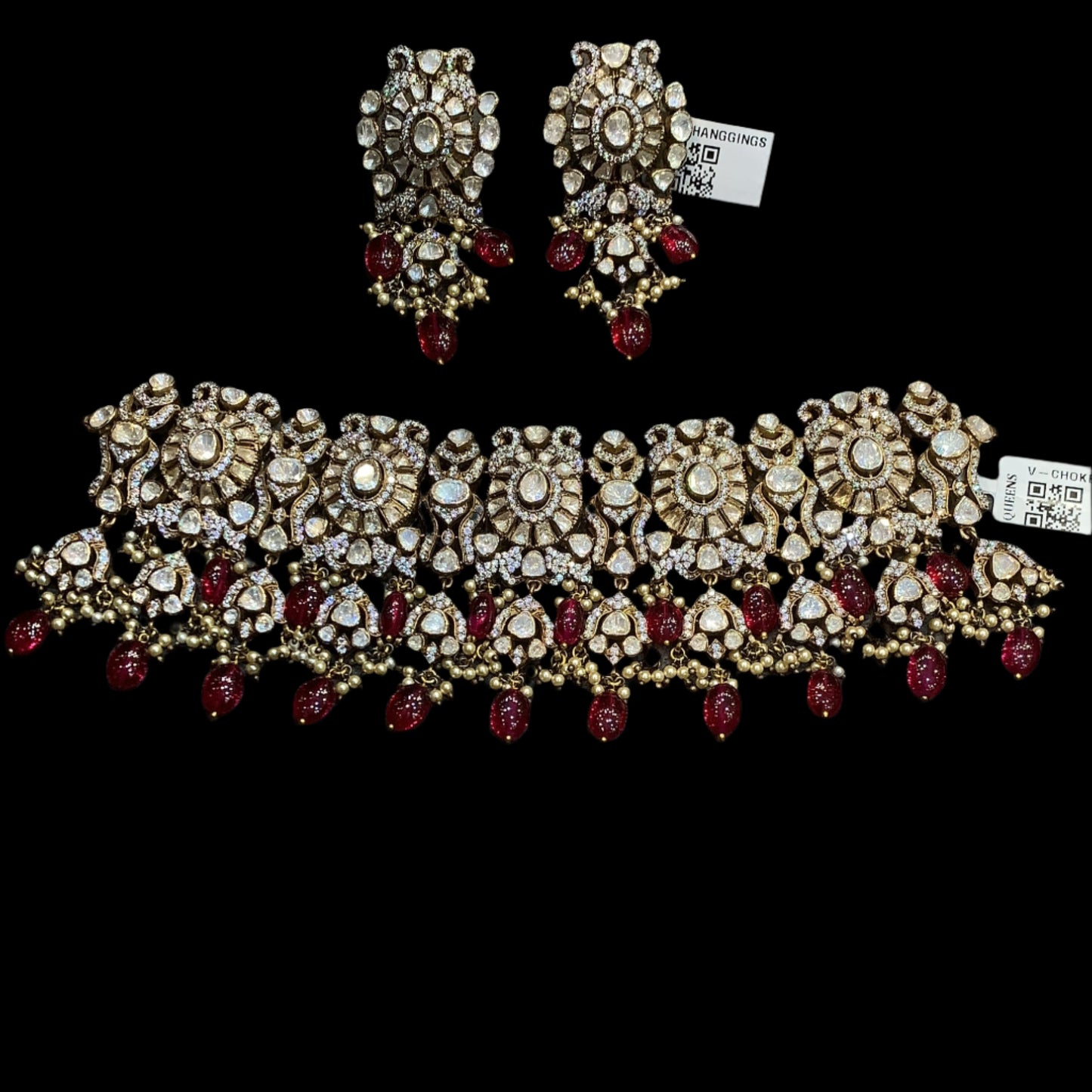 Victorian chocker With Earrings QSVNE0010