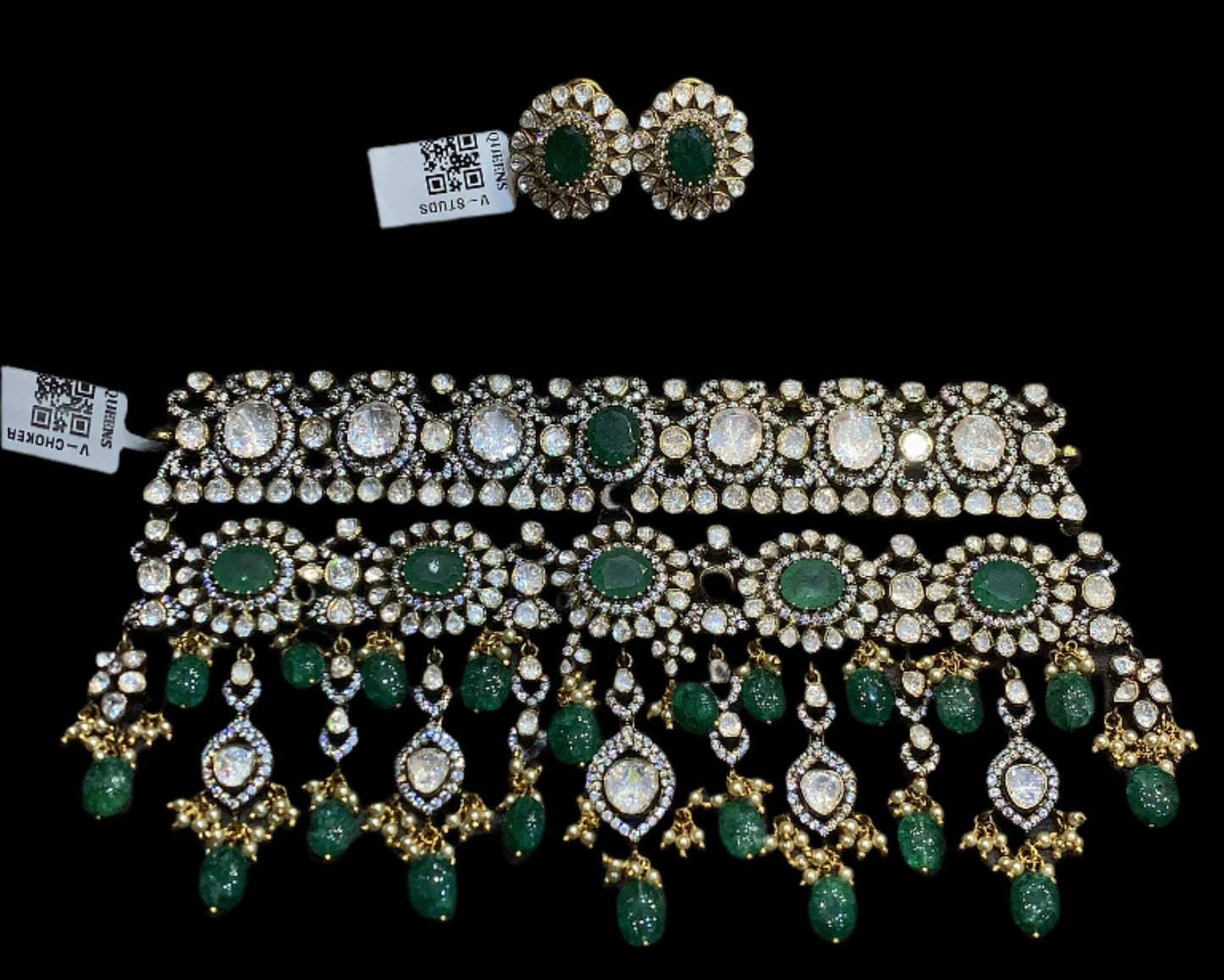Victorian chocker With Earrings QSVNE0001