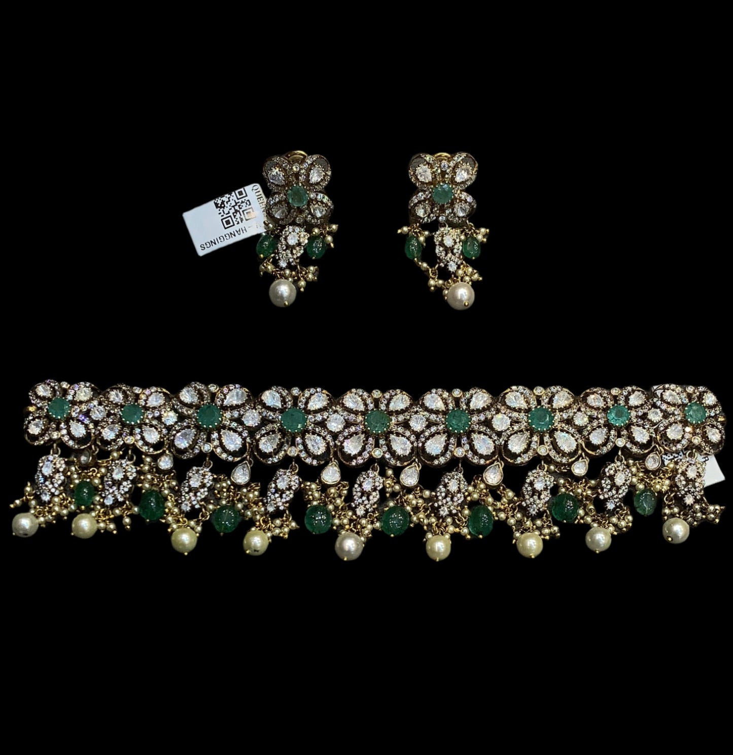Victorian chocker With Earrings QSVNE0007