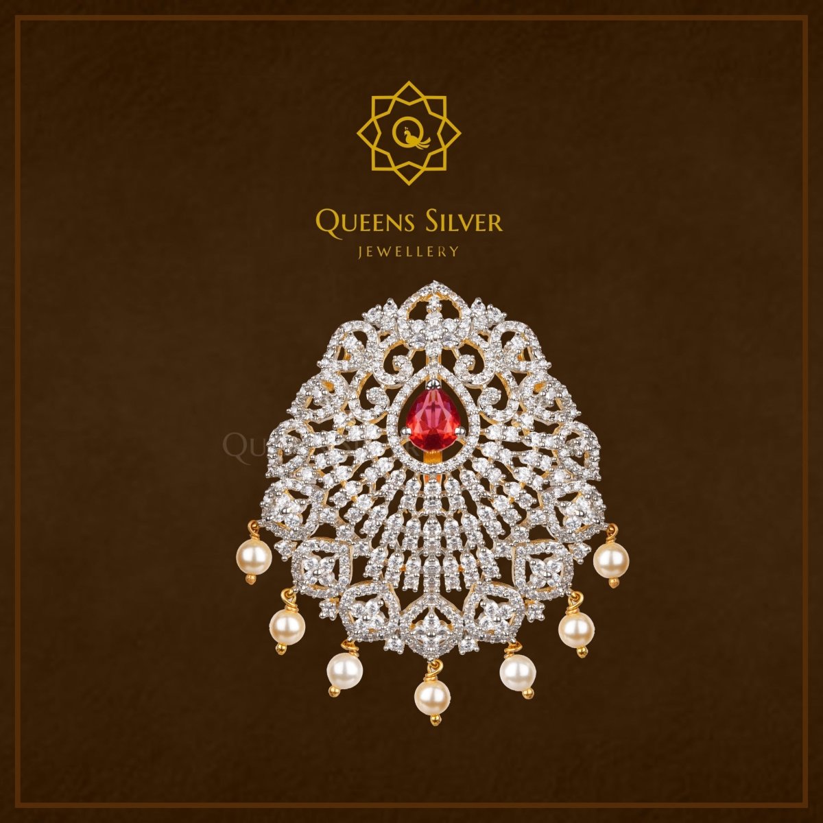 CZ Pendants QSCZP002 - Queen Silver Jewellery