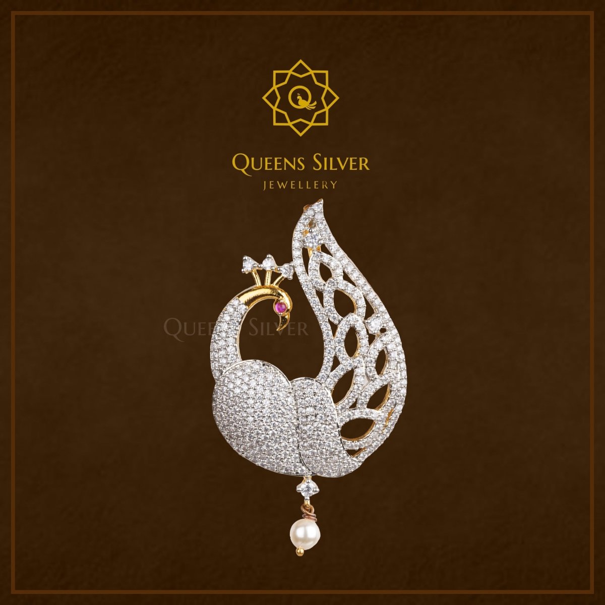 CZ Pendants QSCZP003 - Queen Silver Jewellery