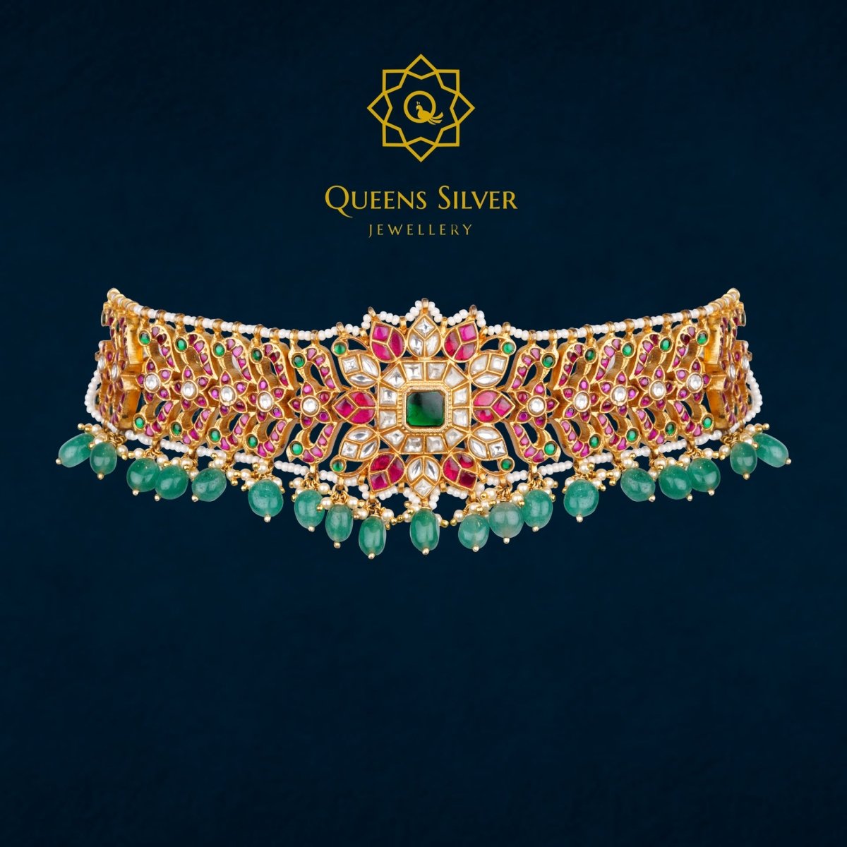Kundan Choker QSKC0029 - Queen Silver Jewellery