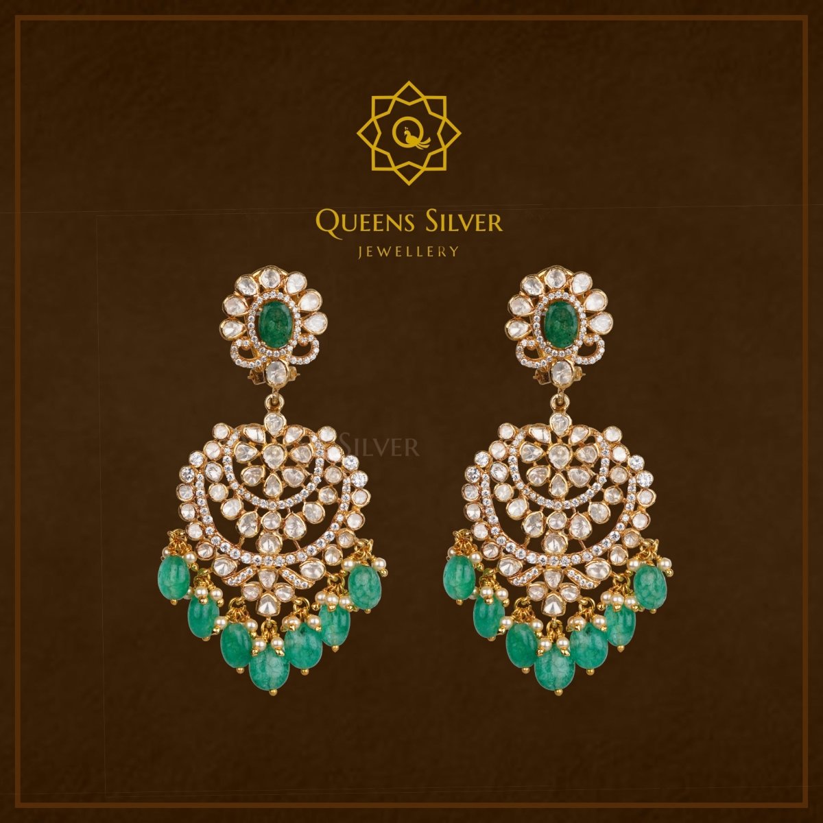 Moissanite Hanggings QSMH0016 - Queen Silver Jewellery