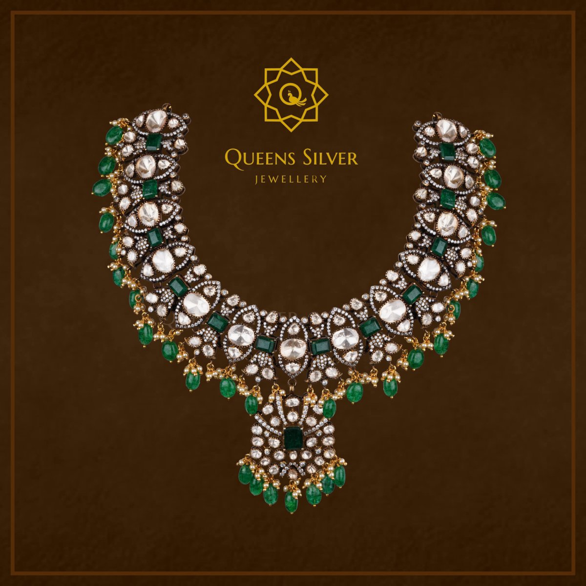 Victorian Short Necklace QSVSN0005 - Queen Silver Jewellery