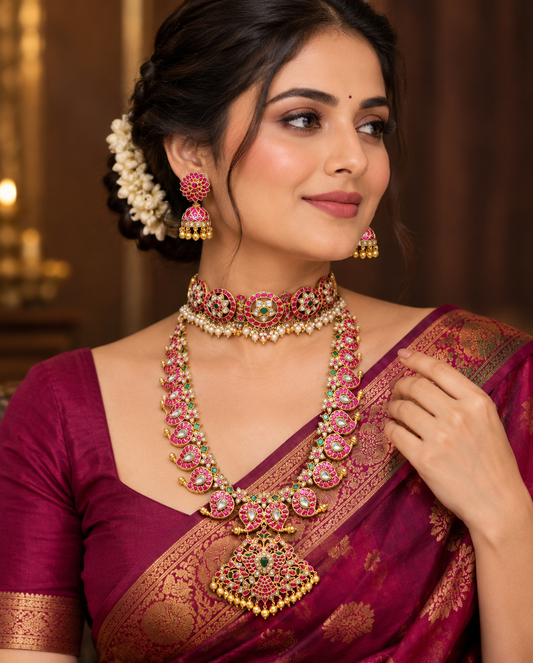 Kundan Mango Mala Necklace Set QSKS0002