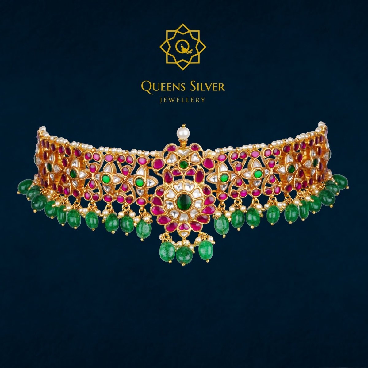 Kundan Chocker QSKC0001 - queens silver jewellery