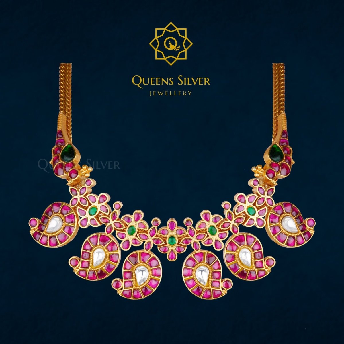 Kundan Chocker QSKC0014 - queens silver jewellery