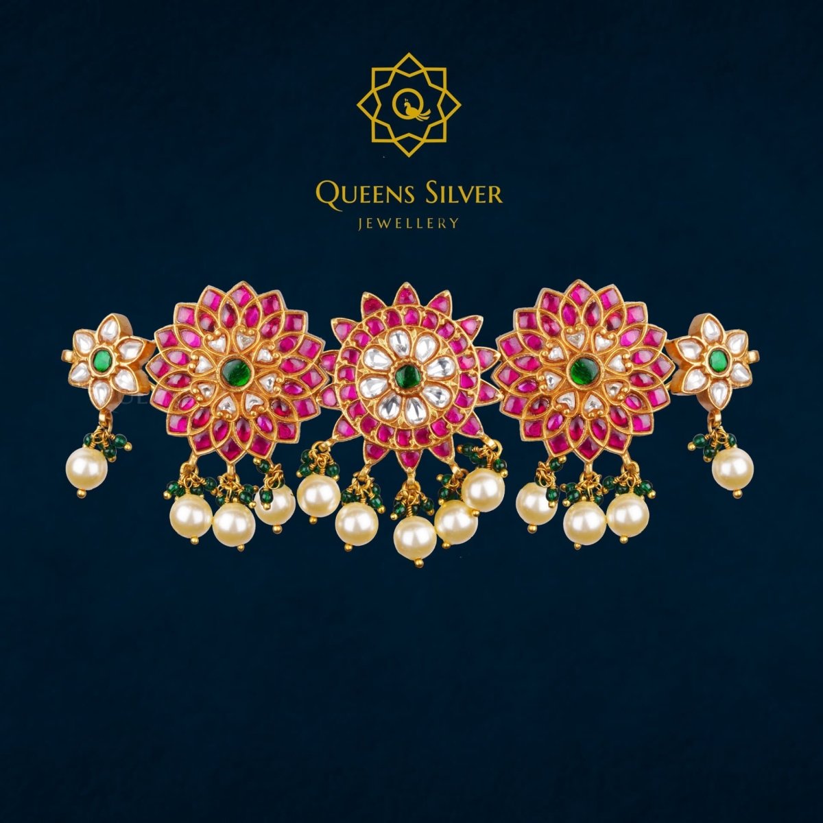 Kundan Choker QSKC0004 - Queen Silver Jewellery