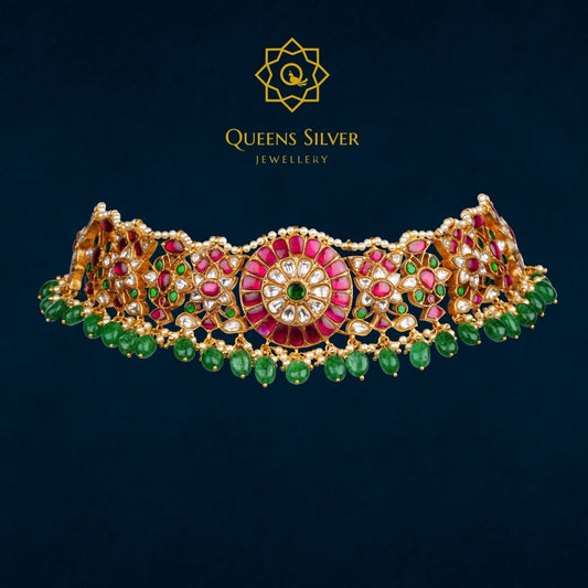 Kundan Choker QSKC0007 - Queen Silver Jewellery