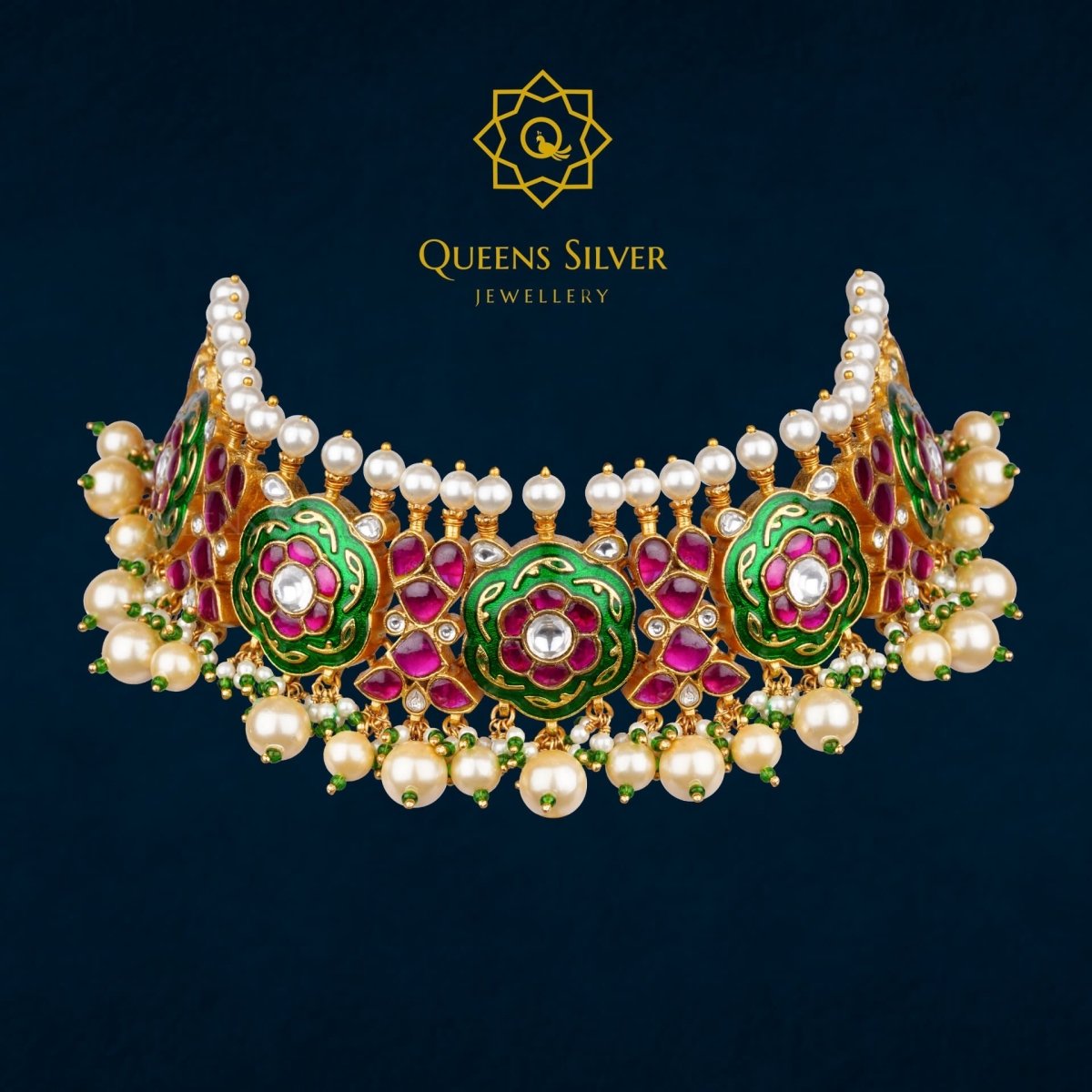 Kundan Choker QSKC0008 - Queen Silver Jewellery