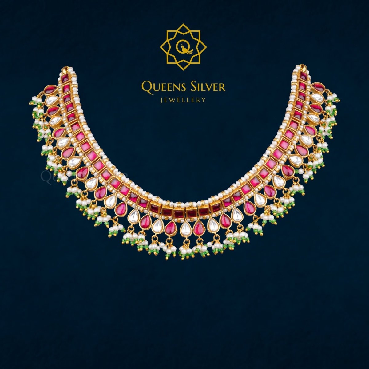 Kundan Choker QSKC0010 - Queen Silver Jewellery