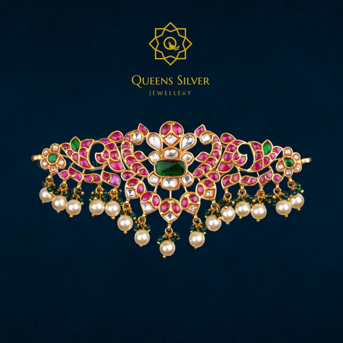 Kundan Choker QSKC0018 - Queen Silver Jewellery