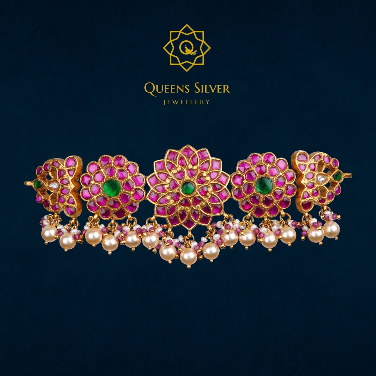 Kundan Choker QSKC0019 - Queen Silver Jewellery