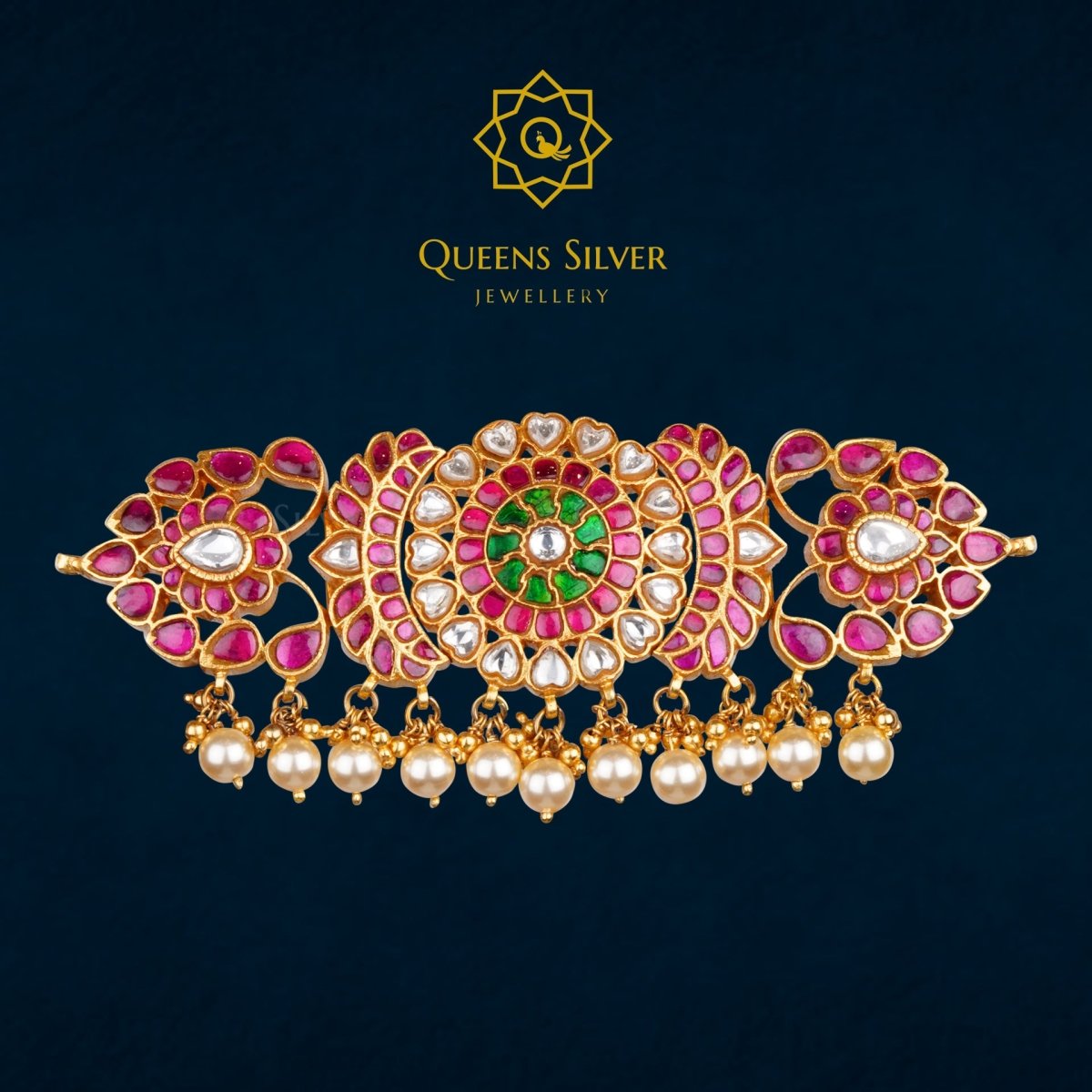 Kundan Choker QSKC0022 - Queen Silver Jewellery