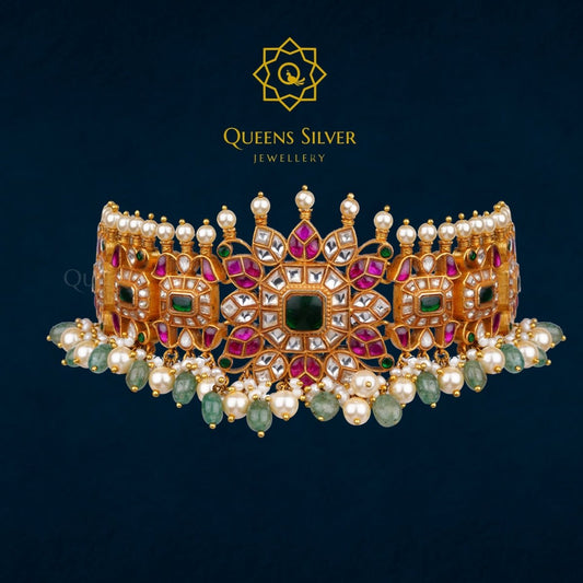 Kundan Choker QSKC0024 - Queen Silver Jewellery