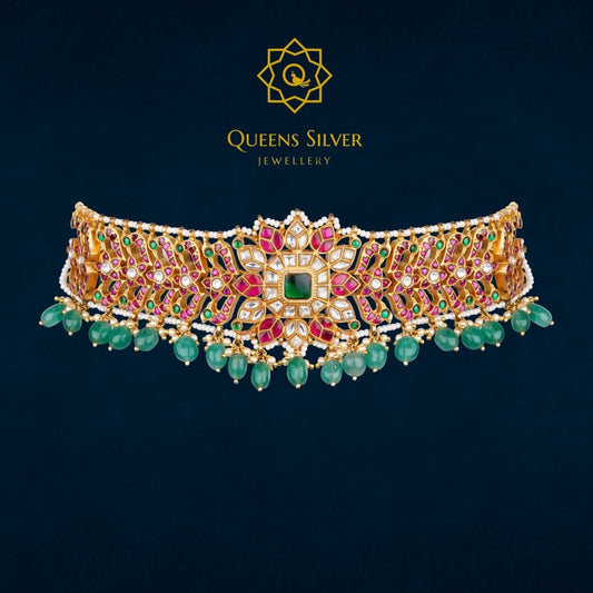 Kundan Choker QSKC0029 - Queen Silver Jewellery