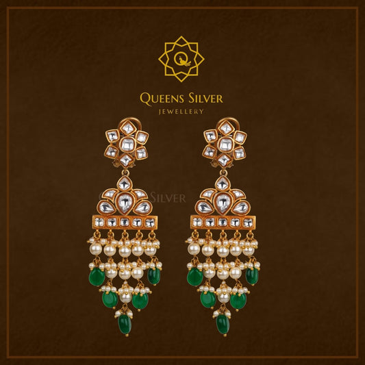 Kundan Hanngings QSKH0011 - Queen Silver Jewellery