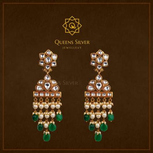 Kundan Hanngings QSKH0014 - Queen Silver Jewellery