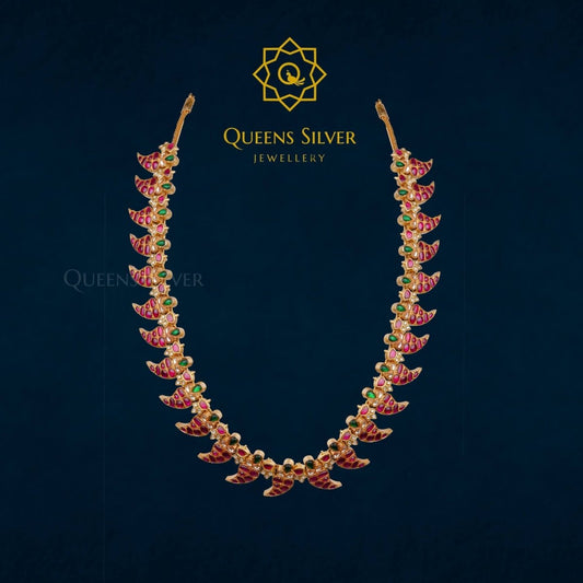 Kundan Mango Short Necklace QSKSN0003 - queens silver jewellery