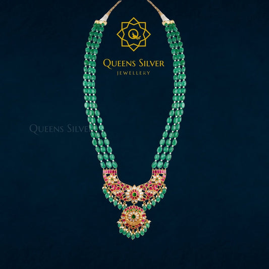 KUNDAN PENDANT WITH BEADS QSKPWB0002 - Queen Silver Jewellery