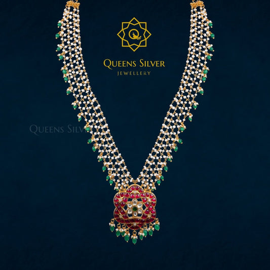 KUNDAN PENDANT WITH PEARLS QSKPWB0003 - Queen Silver Jewellery