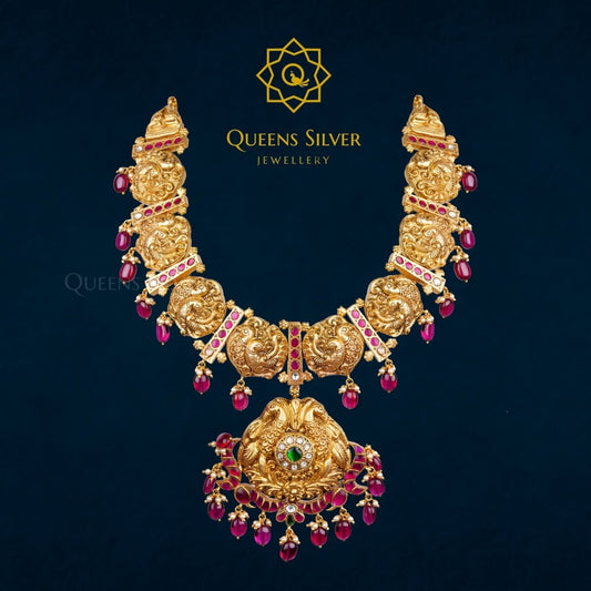 Kundan Short Necklace QSKSN0005 - queens silver jewellery