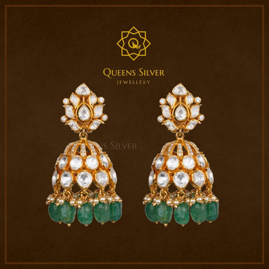 Moissanite Jhumkas QSMJ0002 - Queen Silver Jewellery