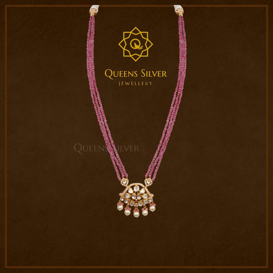 MOISSANITE PENDANT WITH BEADS QSMPWB0007 - Queen Silver Jewellery