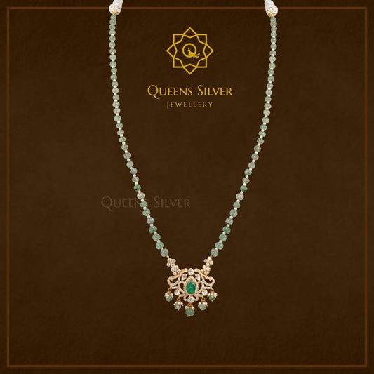 MOISSANITE PENDANT WITH BEADS QSMPWB0013 - Queen Silver Jewellery