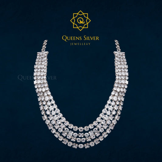 Moissanite Short Necklace QSMSN0008 - Queen Silver Jewellery