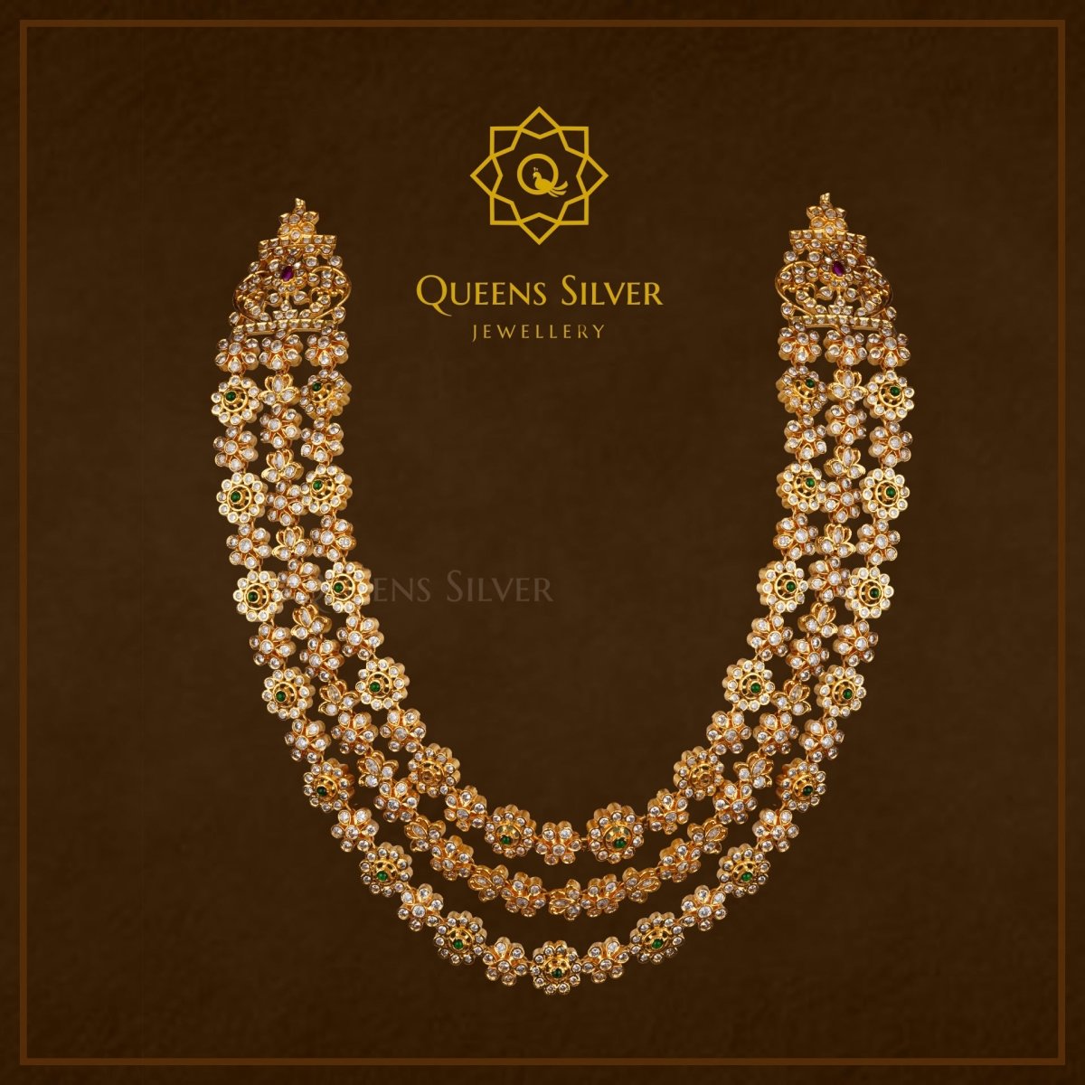 Nakshi Long Necklace QSNLN0001 - Queen Silver Jewellery