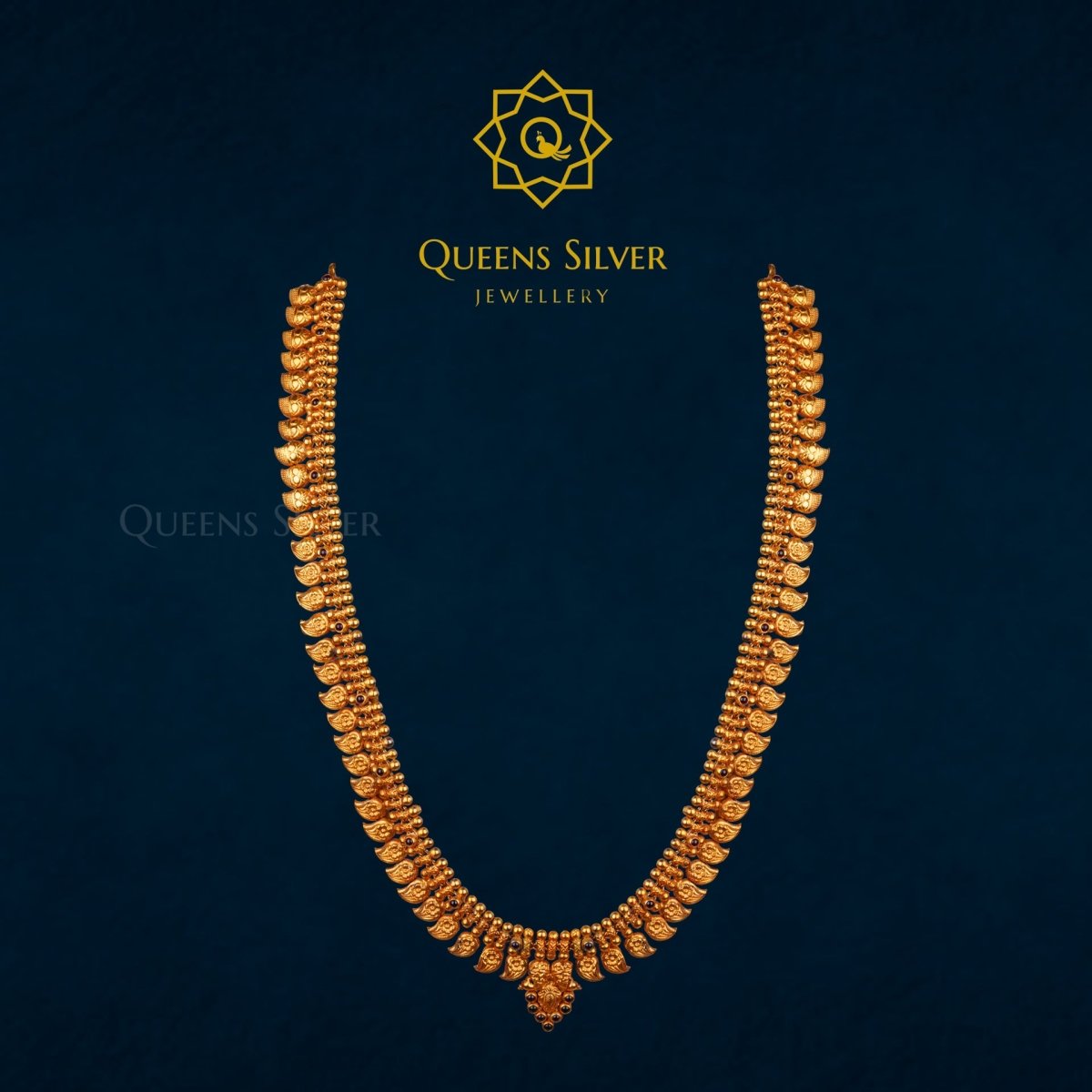 Nakshi Long Necklace QSNLN0002 - Queen Silver Jewellery