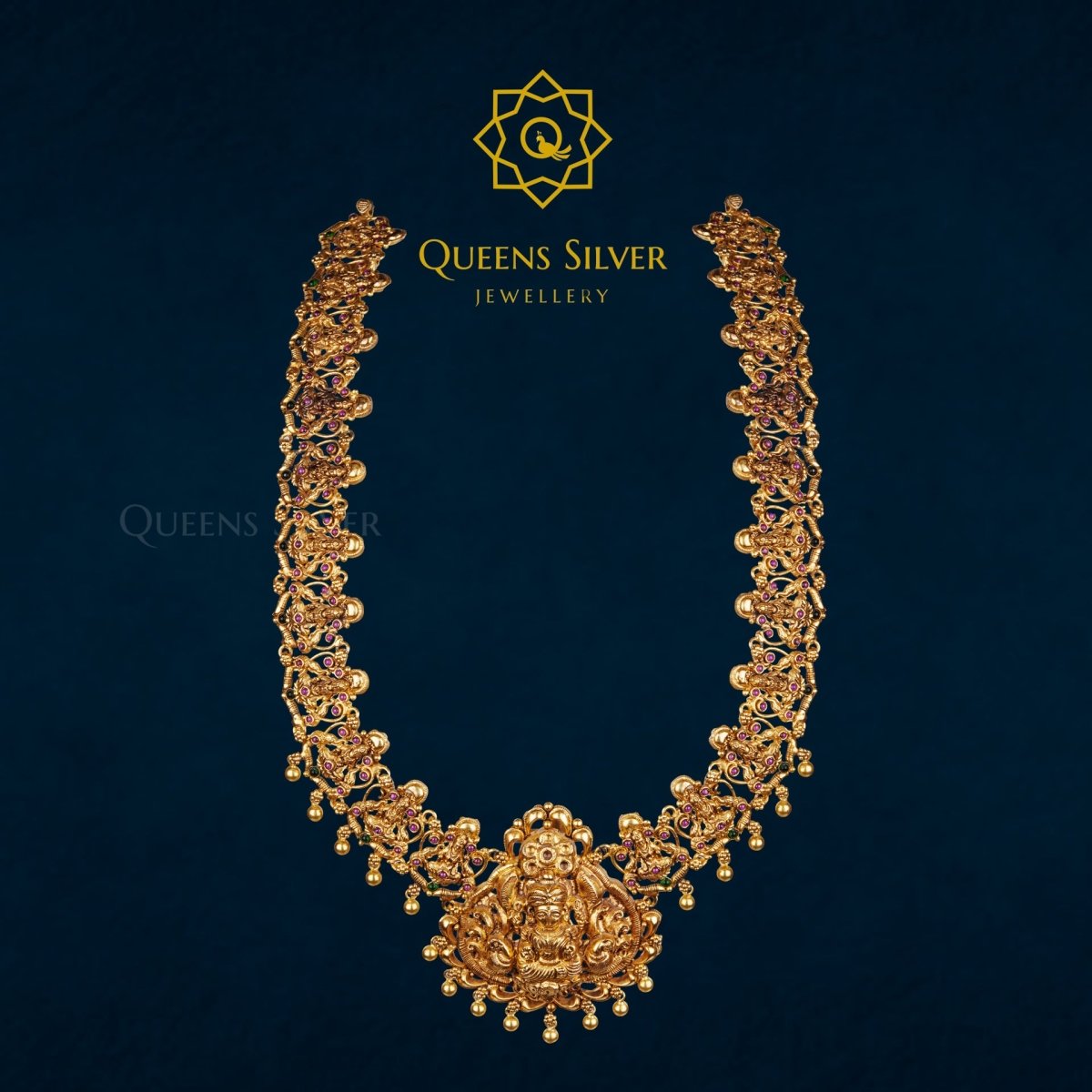 Nakshi Long Necklace QSNLN0003 - Queen Silver Jewellery