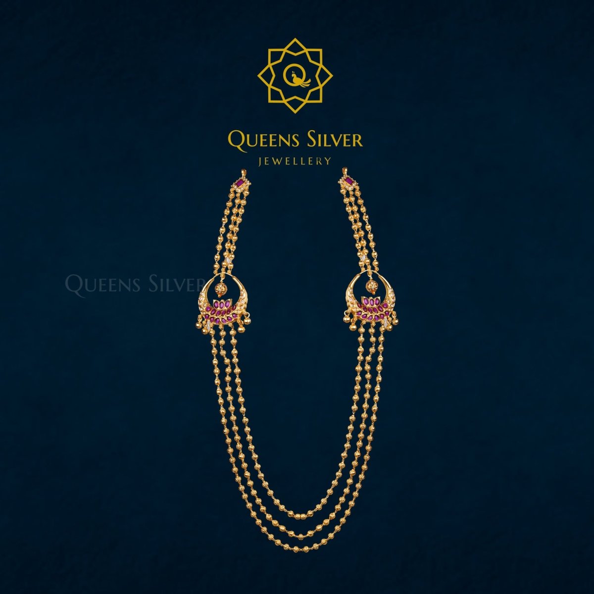 Nakshi Long Necklace QSNLN0006 - Queen Silver Jewellery