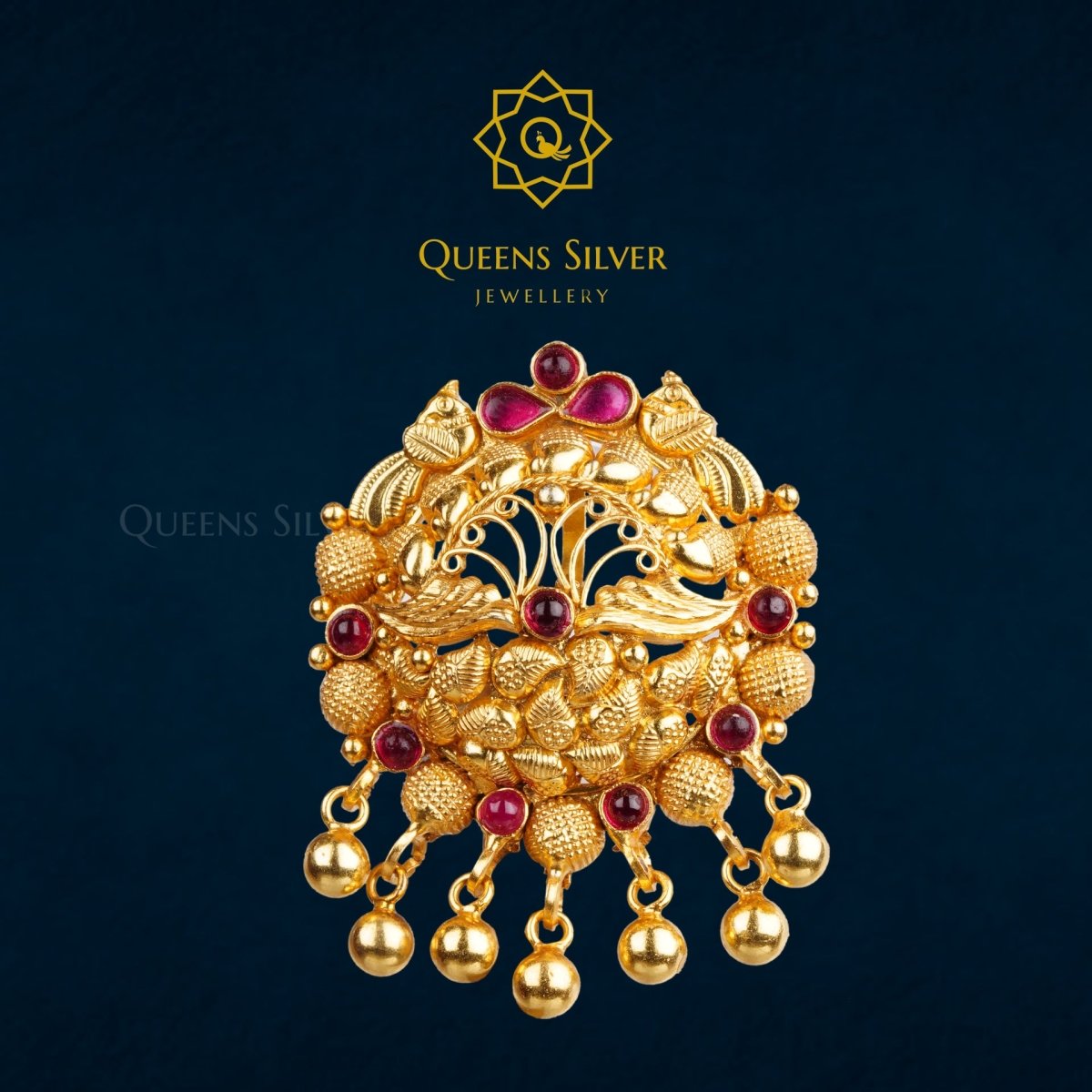 NAKSHI PENDANT QSNP0004 - Queen Silver Jewellery