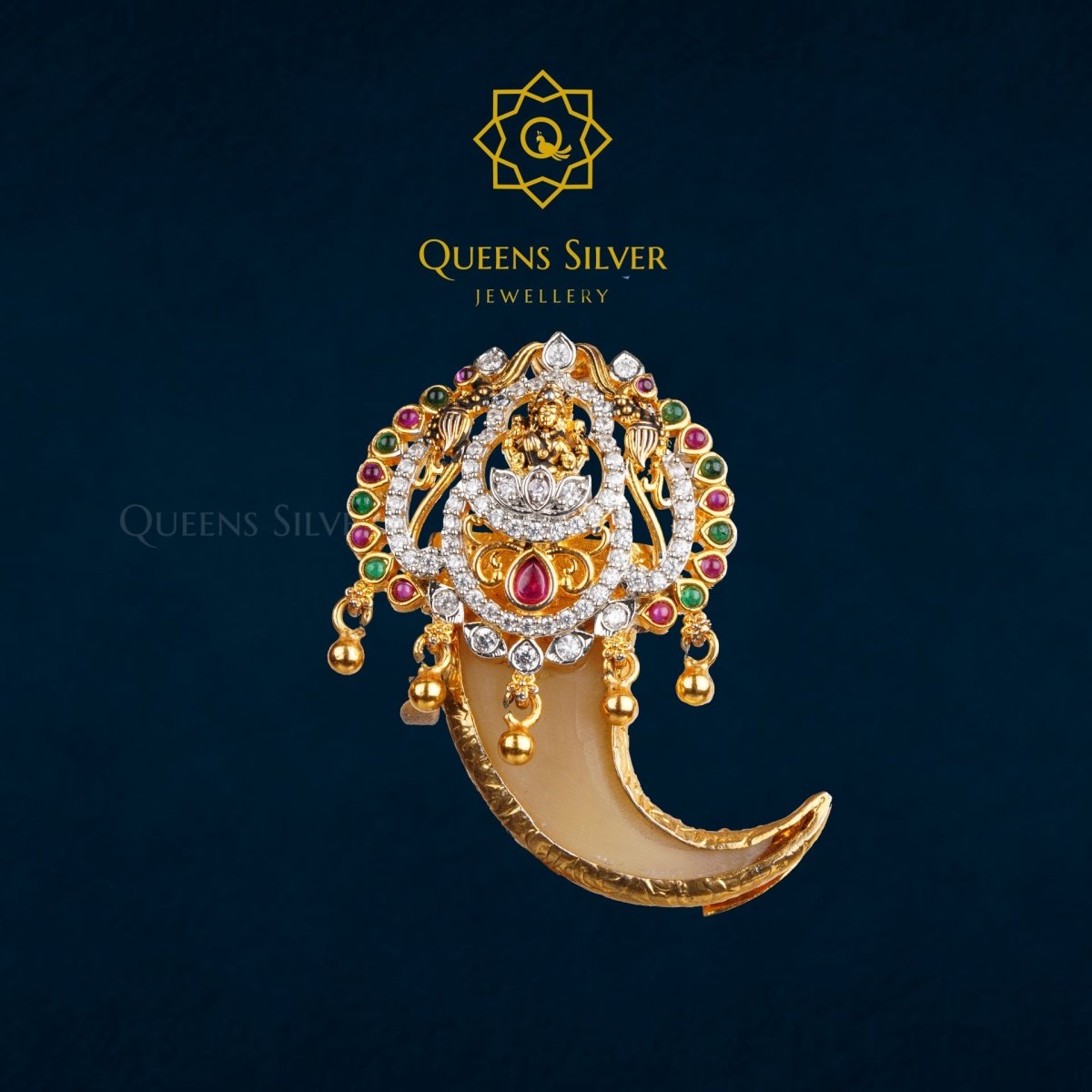 NAKSHI PENDANT QSNP0005 - Queen Silver Jewellery