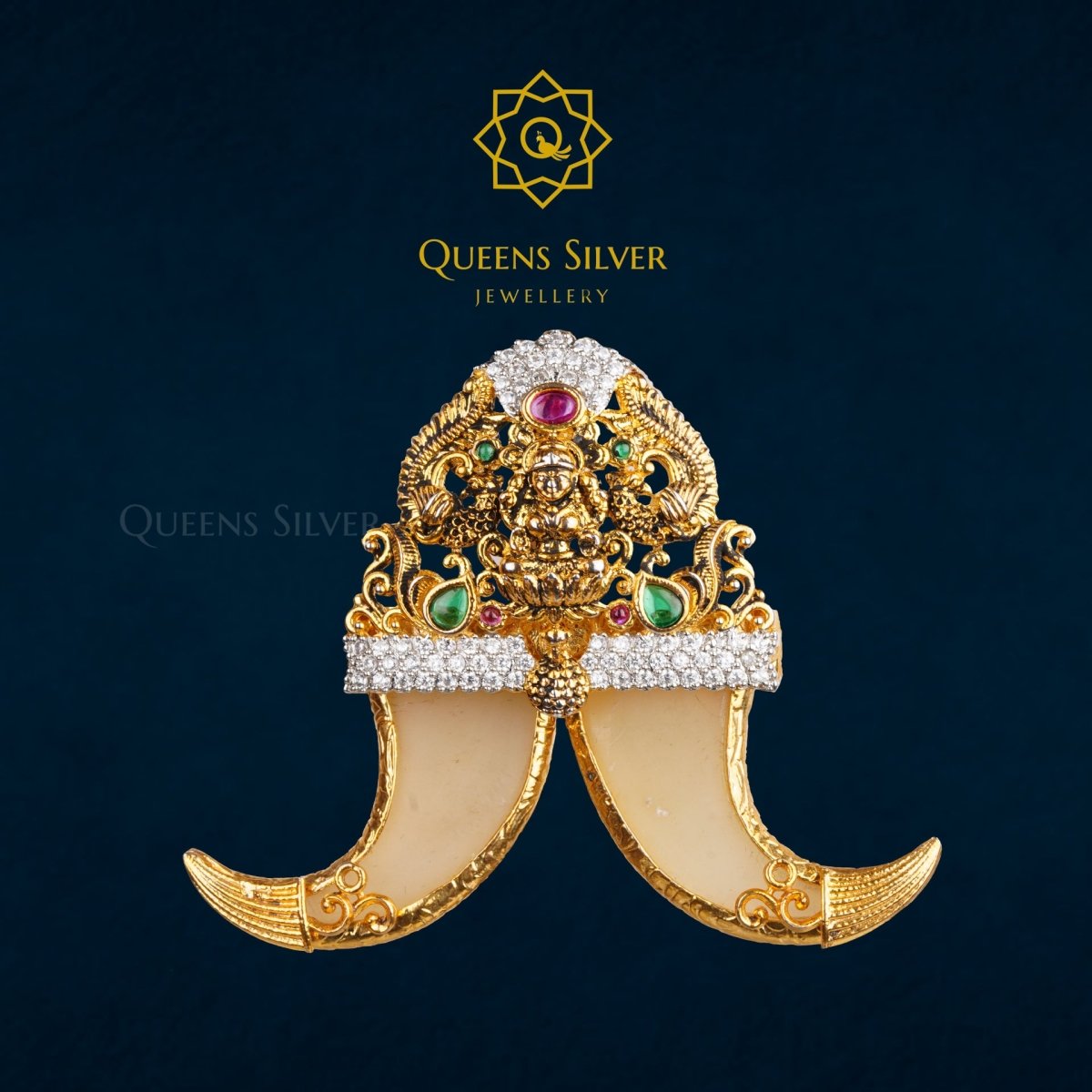 NAKSHI PENDANT QSNP0006 - Queen Silver Jewellery