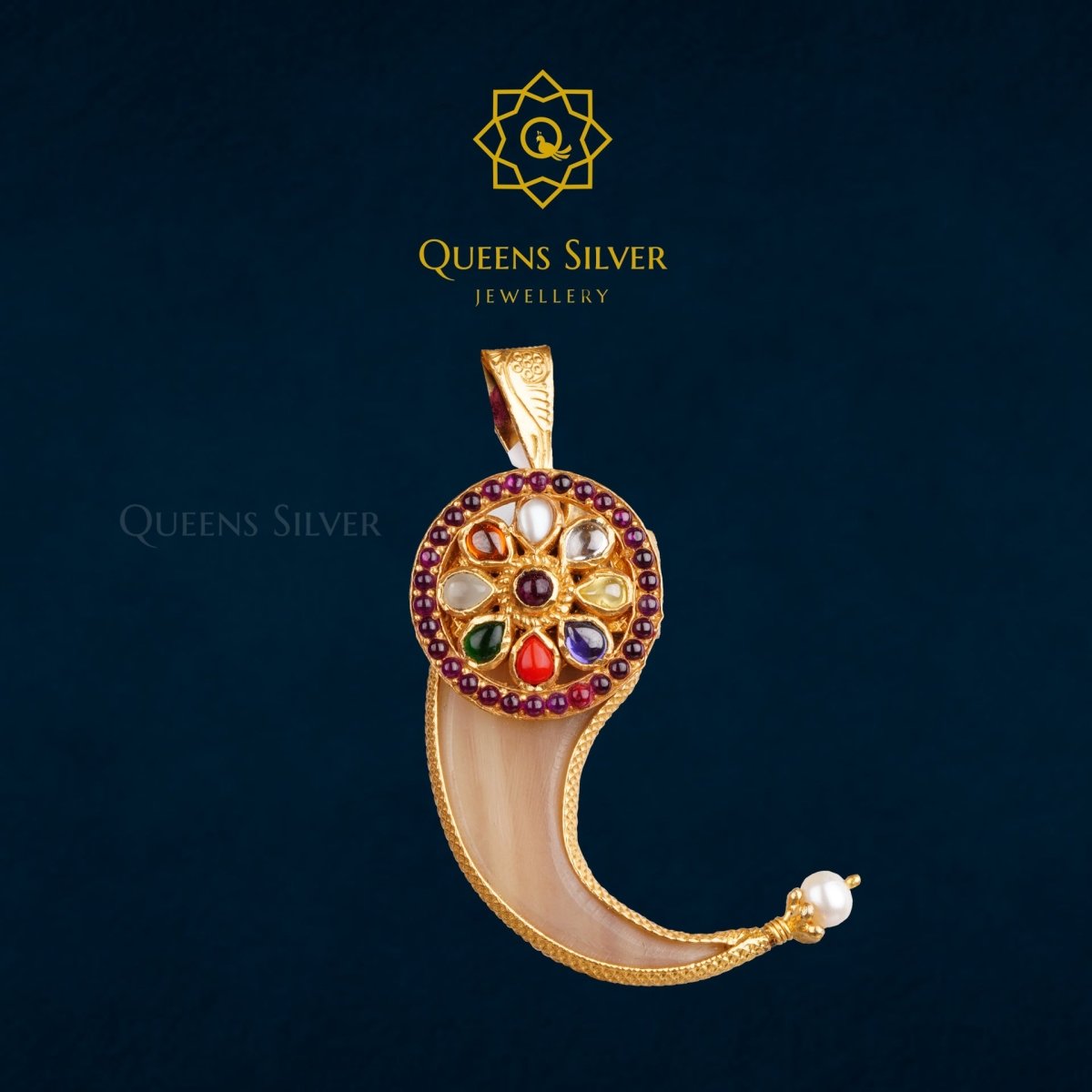 NAKSHI PENDANT QSNP0009 - Queen Silver Jewellery