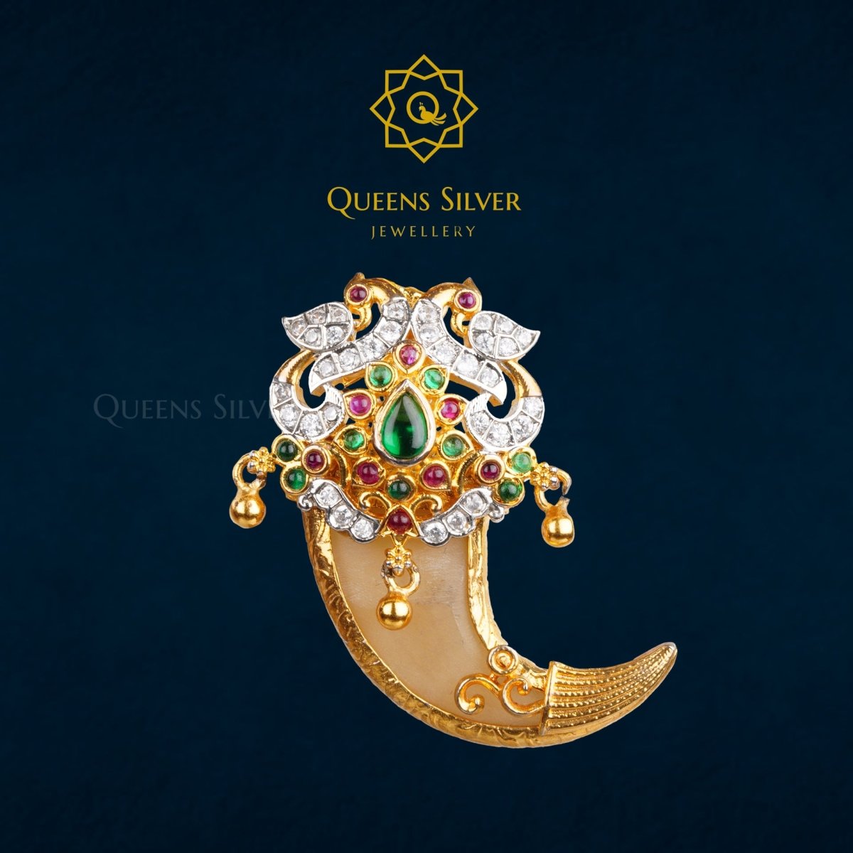 NAKSHI PENDANT QSNP0013 - Queen Silver Jewellery