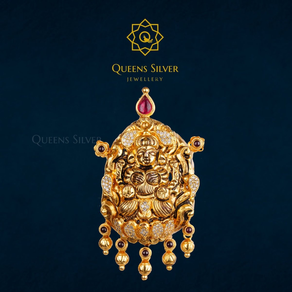 NAKSHI PENDANT QSNP0029 - Queen Silver Jewellery