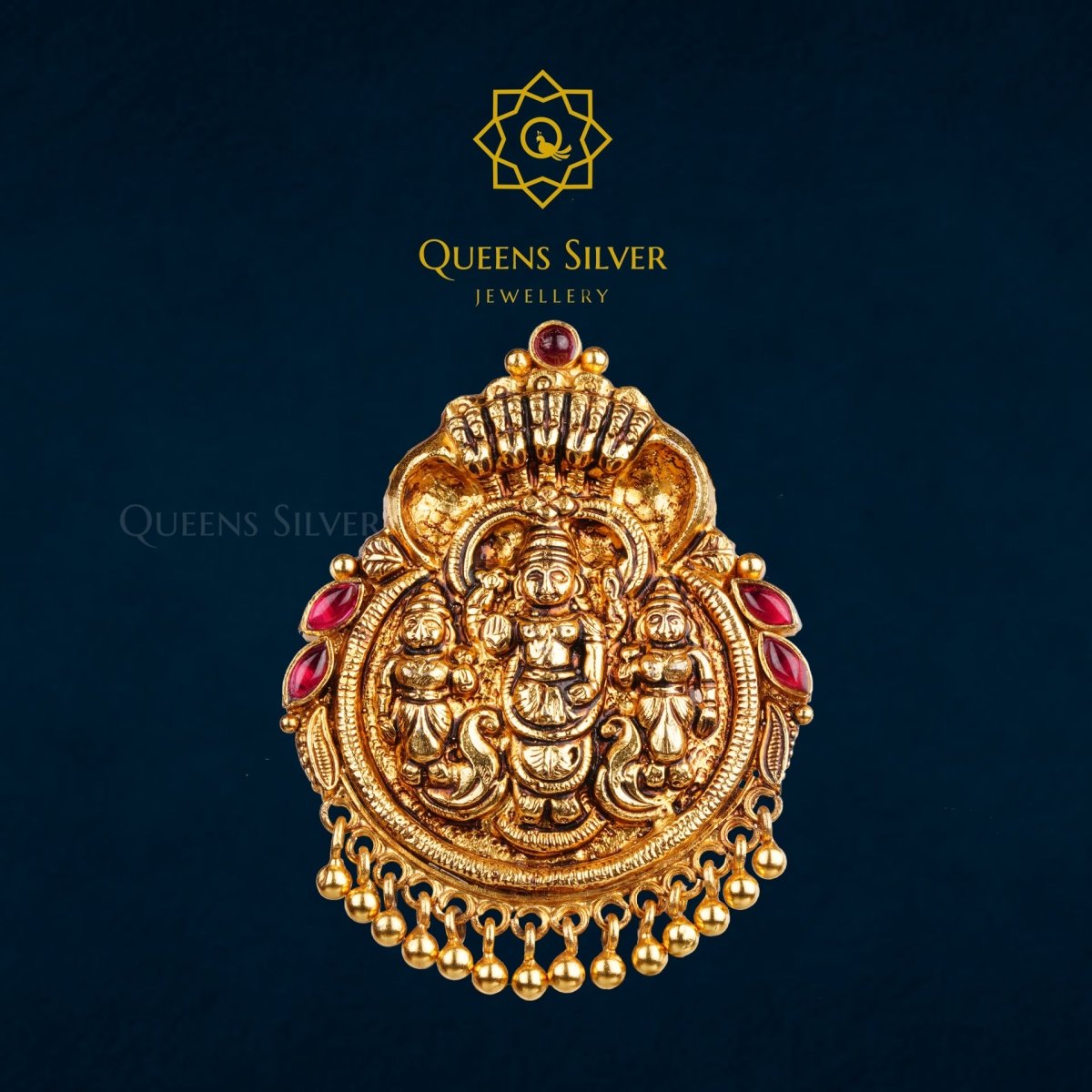 NAKSHI PENDANT QSNP0030 - Queen Silver Jewellery