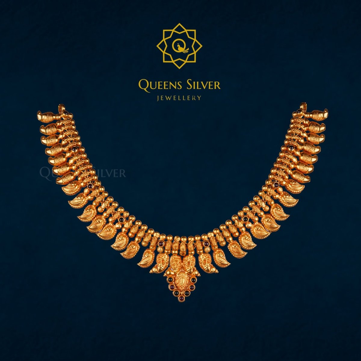 Nakshi Short Necklace QSNSN0001 - Queen Silver Jewellery