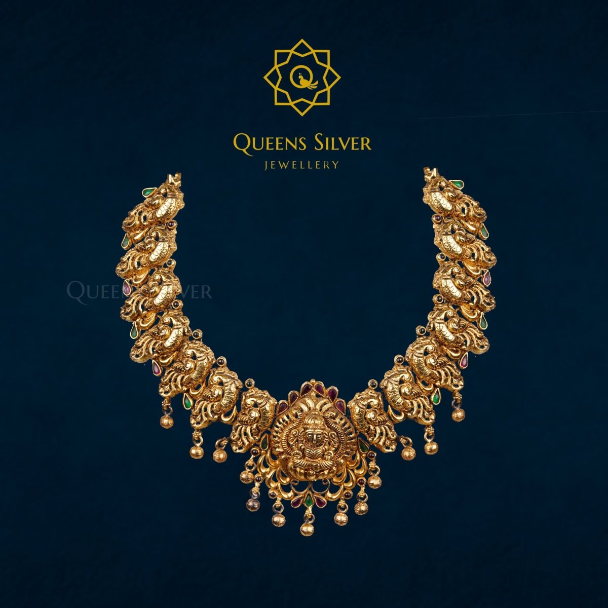 Nakshi Short Necklace QSNSN0005 - Queen Silver Jewellery