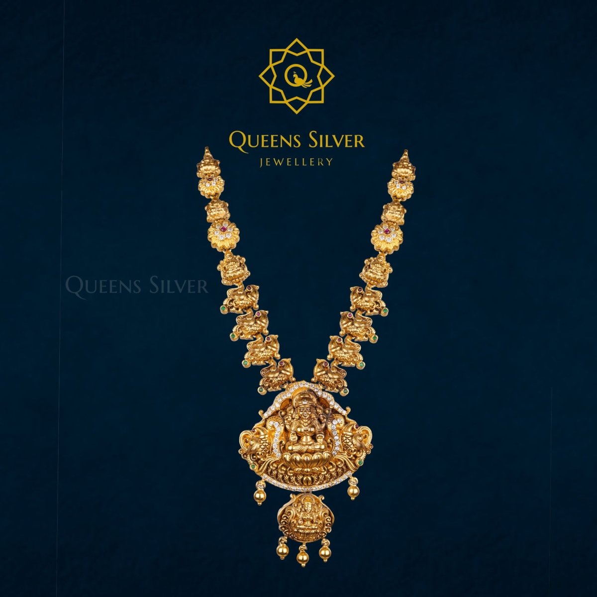 Nakshi Short Necklace QSNSN0007 - Queen Silver Jewellery