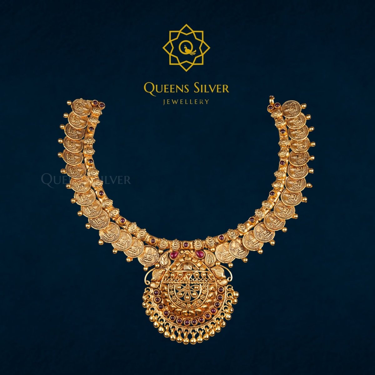 Nakshi Short Necklace QSNSN0009 - Queen Silver Jewellery