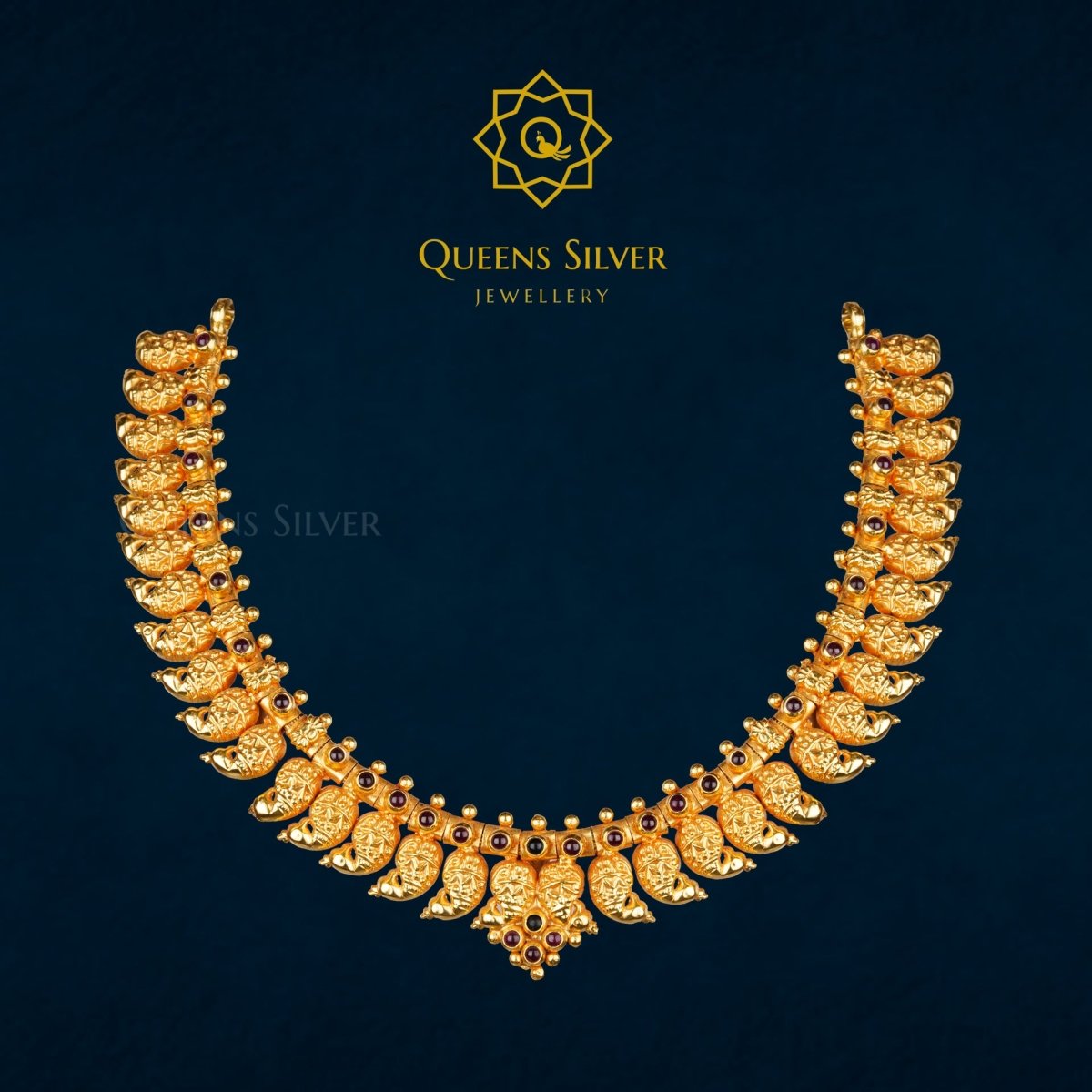 Nakshi Short Necklace QSNSN0010 - Queen Silver Jewellery