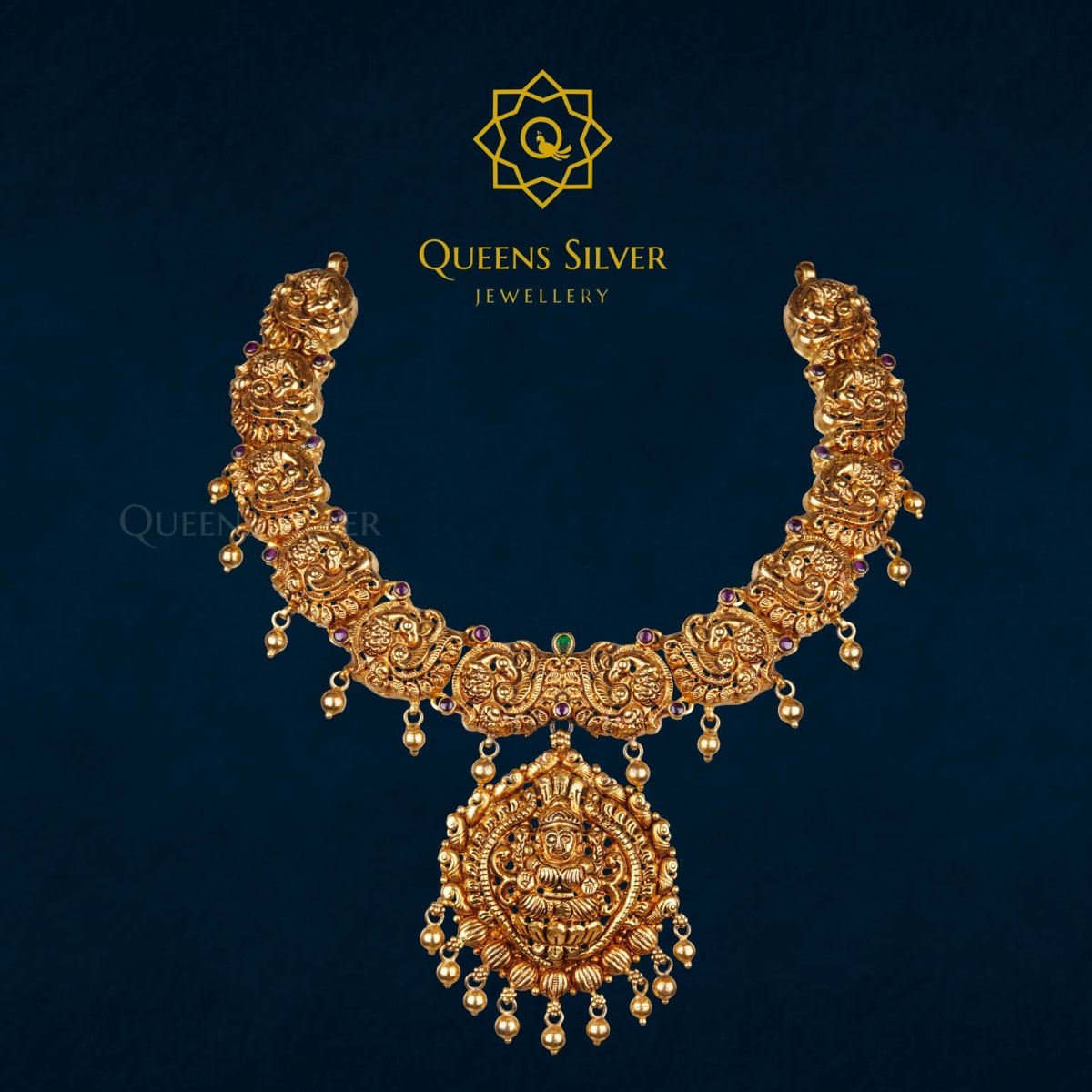 Nakshi Short Necklace QSNSN0011 - Queen Silver Jewellery